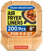 Air Fryer Paper Liners, 200pcs Air Fryer Liners Disposable, 8″ Square Baking Paper Liner for 5-8 qt Airfryer Basket, Non-stick and Oil Proof…