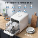 2025 NEW Upgraded Portable Dishwasher No Plumbing Table Top Dishwasher with 5L Tank, 9 Programs, 37 * 50cm Ultra-Narrow & Deep Design, 1-24H Delay Start & 360° Dual… - Image 3