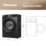 3S Series WD3S8043BB3 Wifi Connected 8Kg and 5Kg Washer Dryer with 1400 rpm – Black – A-D Rated - Image 2