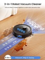 M2 Plus Robot Vacuum and Mop, Self-Emptying, 6000Pa Suction, 75-Day Hands-Free, dToF Laser Navigation, PSD Obstacle Avoidance, for Hard Floors & Carpets, WiFi 2.4G/5G, Black - Image 4