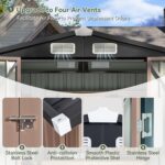 Aoxun Garden Sheds 6x4ft, Metal Shed Bike Tool Shed, Sheds and Outdoor Storage with Lockable Doors & Slooping for Backyard, Patio, Poolside,Brown - Image 4