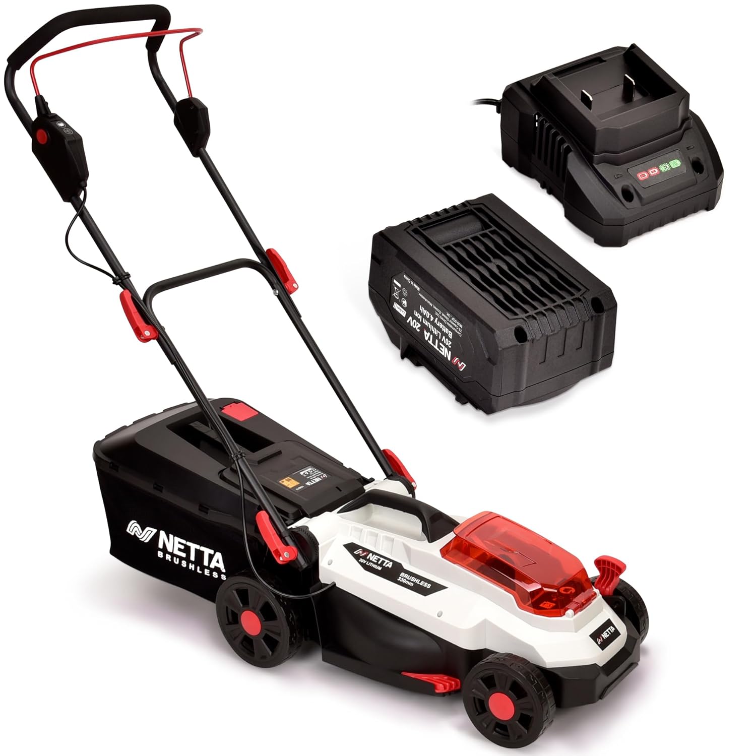 712lA07wYL._SL1500_.jpg Cordless Lawnmower 20V – Brushless Motor Lawn Mower with 4.0Ah Battery & Charger – 33cm Width, 5 Heights, Mini Lawn Mower for Small Garden – Battery Operated Lawnmower -… - Image 1