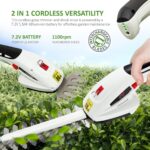 2-in-1 Cordless Hedge Trimmer & Grass Shear, 7.2V Rechargeable Lithium-Ion Battery 1500mAh, Small Hedge Trimmer Cordless with 2 Interchangeable Blades Mini Strimmer… - Image 3
