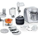 Line 7 in 1 Stand Mixer MUM58259GB with 11 accessories, 7 Speeds, dough hook, whisk, beater, blender, juicer, mincer, shredder, 1000W, White/Silver