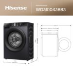 3S Series WD3S1043BB3 Wifi Connected 10.5Kg and 6Kg Washer Dryer with 1400 rpm – Black – A-D Rated - Image 2