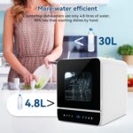 Portable Countertop Dishwasher, Mini Dishwasher, 4.8L Built-in Water Tank, 7 Programmes, 37 * 51cm Ultra-Narrow & Deep Design, Touch Control & 360° Dual Spray, Hose/No-Hose… - Image 9