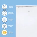 IG255W Freestanding Under Counter Larder Fridge with 2 Adjustable Glass Shelves, 1 Salad Drawer with Shelf On Top, Reversible Door, 131 Litre Capacity, 55 cm Wide, White - Image 3