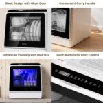 Table Top Dishwasher, Mini Countertop Dishwasher with 6 Programmes and Built-in 5 Litre Water Tank, No Connection Required, Baby Supplies, and Air Drying Function for Homes… - Image 7