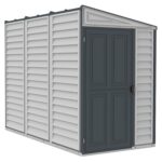 SideMate PLUS 4 x 8 (2.95 m2) Plastic Garden Shed with Metal Foundation Kit, Reversible Door, Strong Metal Roof Structure, Maintenance-Free Vinyl Shed – Dark Grey - Image 3