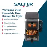 Salter VertiCook View Stackable Air Fryer – Vertical Double Drawer, Cook On 4 Levels, XL 9L Capacity – 2 x 4.5L Baskets, 2 Drawers & 2 Racks, Space Saving, 12 Functions, Sync &… - Image 2
