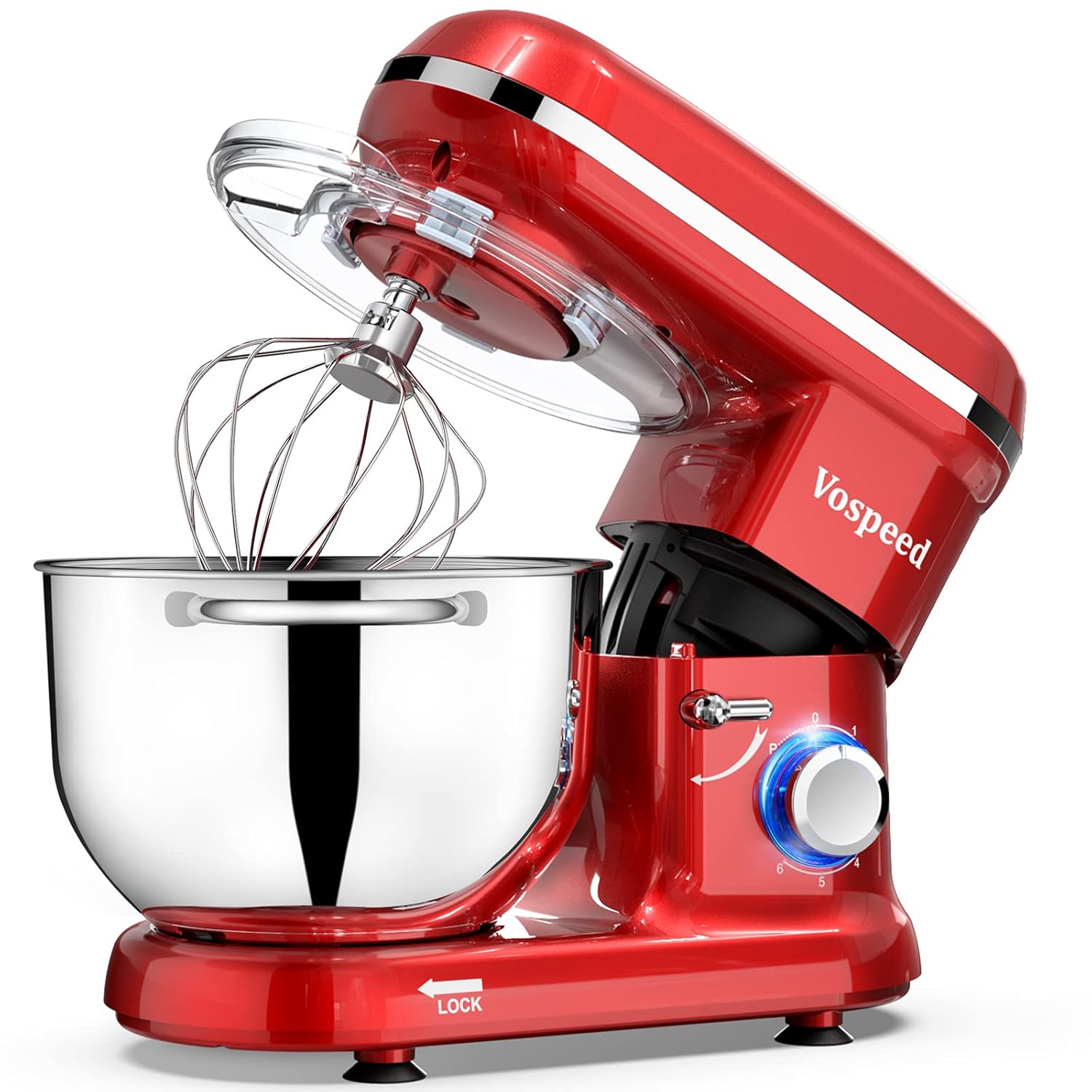 718dahrtjZL._SL1500_.jpg Stand Mixer, Vospeed Food Mixer Dough Blender, 6.2L Electric Cake Mixer with Bowl, Beater, Hook, Whisk, Egg Separator & Silicone Spatula, Dishwasher Safe (Red) - Image 1