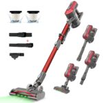 Akitas V10A Cordless Vacuum Cleaner 450W BLDC Motor 45kPa Suction 60min Runtime Lightweight Stick & Handheld LED Power Brush with Green Light Tangle-Free Ideal for Carpet Hard…