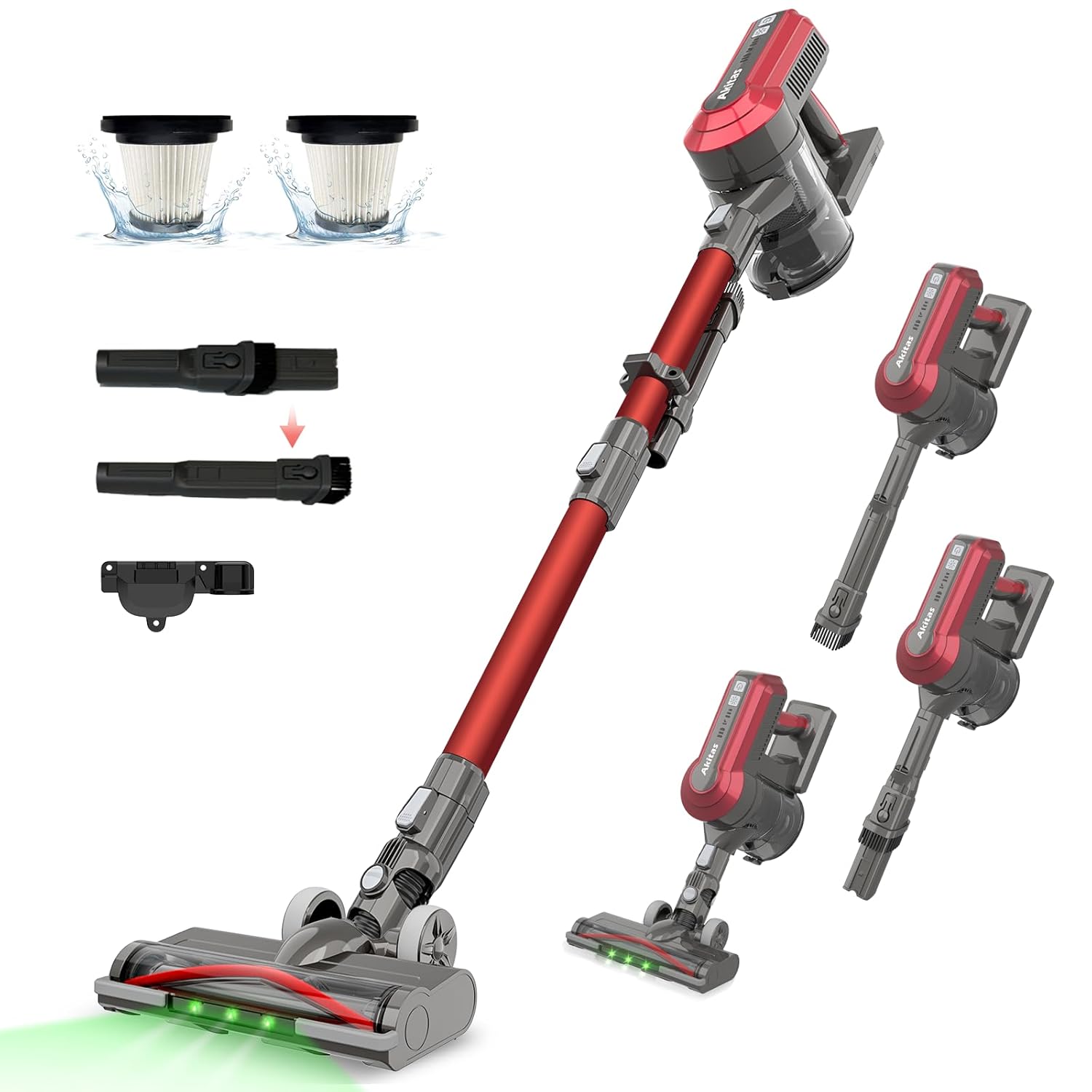 71AZE6Oz34L._SL1500_.jpg Akitas V10A Cordless Vacuum Cleaner 450W BLDC Motor 45kPa Suction 60min Runtime Lightweight Stick & Handheld LED Power Brush with Green Light Tangle-Free Ideal for Carpet Hard… - Image 1