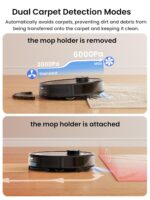 M2 Plus Robot Vacuum and Mop, Self-Emptying, 6000Pa Suction, 75-Day Hands-Free, dToF Laser Navigation, PSD Obstacle Avoidance, for Hard Floors & Carpets, WiFi 2.4G/5G, Black - Image 5