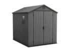 Keter Darwin Outdoor Apex Double Door Garden Storage Shed 6 x 8ft Grey Evotech+ Wood Look and Feel | Fade Free | All Weather Resistant | Safe and Secure | Zero Maintenance | 15…