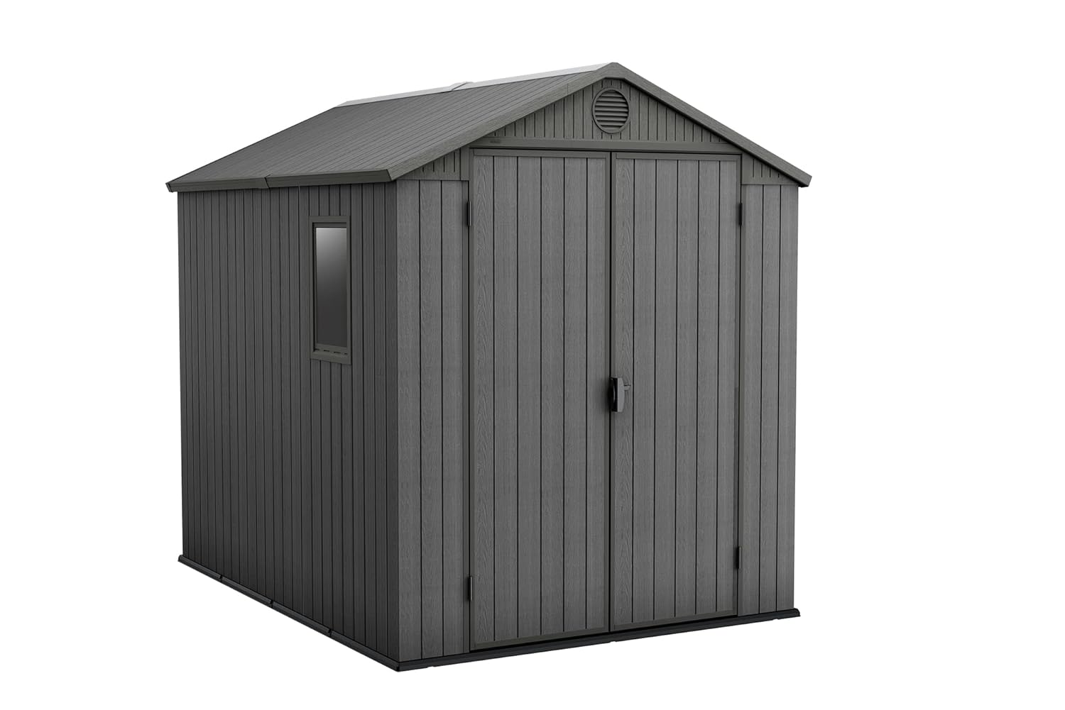 71BuCQTgWPL._SL1500_.jpg Keter Darwin Outdoor Apex Double Door Garden Storage Shed 6 x 8ft Grey Evotech+ Wood Look and Feel | Fade Free | All Weather Resistant | Safe and Secure | Zero Maintenance | 15… - Image 1