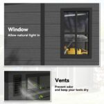 6 x 6 ft Plastic Garden Shed with Floor, Wood-Effect Outdoor Storage Shed, Three Windows, Lockable Doors and Vents, for Tools, Bike, Generator, Dark Grey - Image 4
