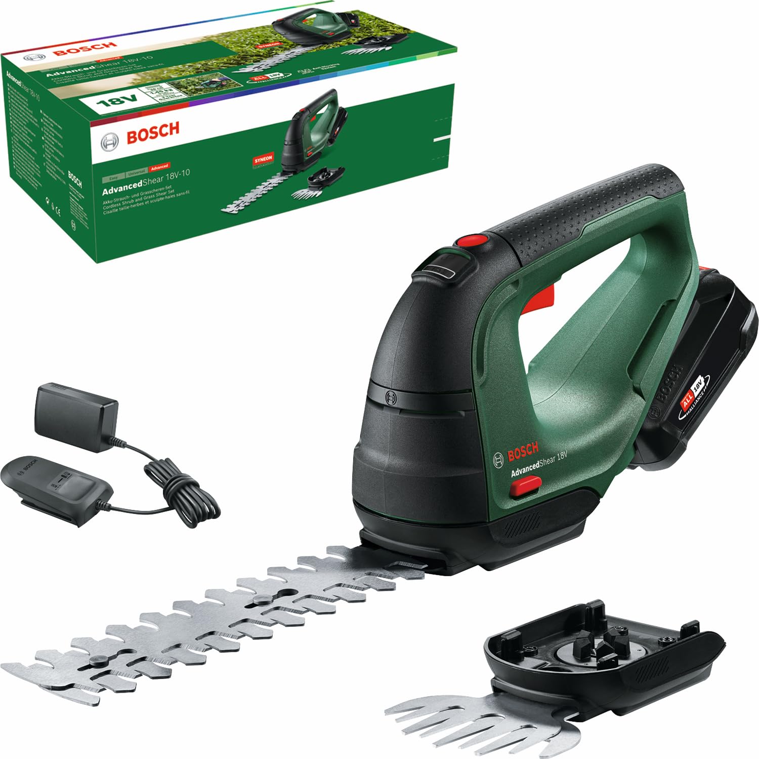 Version 1.0.0 Shear & Hedge Trimmer – AdvancedShear 18V-10 (1 x 2.0 Ah, 18 Volt System, cuts up to 85 m² per Battery Charge, with Shrub and Grass Shear Blades) - Image 1