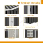 BIRCHTREE Garden Shed Steel Apex Roof House Outdoor Backyard Storage With Lockable Double Doors Window Free Foundation Tool Equipment Organizer Air Vents 10x8FT Anthracite - Image 3