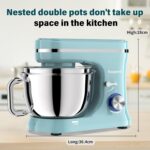 Vospeed Stand Mixer, 4.5L+5L Bowls 8-speed 1000W Tilt-Head Food Mixer for Baking, Kitchen Electric Mixer with Dough Hook, Whisk, Beater, Splash Guard (Bule) - Image 4