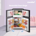 RCT87BL2(E) Under Counter Fridge Freezer, 87L Double Door Small Fridge Freezer with Light, Removable Shelves, Adjustable Thermostats, Reversible Doors Black - Image 4