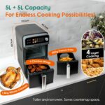 10L Double Stack Air Fryer with Dual Basket & 2 Drawers – 2400W Dual Air Fryer for Even Heating with 4 cooking levels | 9-in-1 Modes, Sync&Match, Shake Reminder，Large for Family… - Image 3