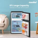 RCT87BL2(E) Under Counter Fridge Freezer, 87L Double Door Small Fridge Freezer with Light, Removable Shelves, Adjustable Thermostats, Reversible Doors Black - Image 2