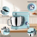 Vospeed Stand Mixer, 4.5L+5L Bowls 8-speed 1000W Tilt-Head Food Mixer for Baking, Kitchen Electric Mixer with Dough Hook, Whisk, Beater, Splash Guard (Bule) - Image 6