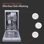 CFSD4510WH 45cm Wide Freestanding Slimline Undercounter Dishwasher, 6 Programme Settings with Eco Mode, 10 Place Settings – in White - Image 3