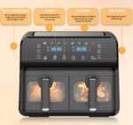 9L Dual Air Fryer with Digital Display, Healthy Oil Free 2500W Air Fryer with 8 Preset, LED One Touch Screen, Timer & Adjustable Temperature Control (9L(4.5L+4.5L) Dual… - Image 2