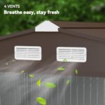 Outsunny 9 x 6ft Metal Garden Shed, Outdoor Storage Tool House with Ventilation Slots, Foundation Kit and Lockable Double Doors, Light Brown - Image 8
