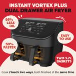 Instant Pot – Vortex Plus Dual Black Air Fryer – Large 7.6L, Family Size – Twin, Double 3.7L Baskets, Clear Window, Food Dehydrator, Grill, Bake, Roast, Reheat, Non-Stick, Easy… - Image 2
