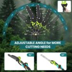 Pole Hedge Trimmer & Chainsaw Set, 2 * 4.0Ah Battery Rechargeable 7.05Ft Extension Pole 550W Pure Copper Motor 0-135° Adjust Angle Long Reach Trimmer Pruning Branch for… - Image 6