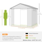 Outsunny 8 x 6ft Plastic Shed with Foundation Kit, All Weather Resistant Resin Outdoor Garden Shed with Vents, Apex Roof and Lockable Door for Patio Lawn, Light Grey - Image 7
