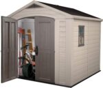 Factor Outdoor Plastic Garden Storage Shed, elegant wood-effect exterior with double doors and ventilation grills, heavy-duty floor with window and skylight, 255 x 256.5… - Image 4