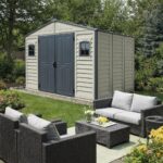 WoodBridge II PLUS 10.5 x 8 (8.02 m2) Plastic Garden Shed with Metal Foundation Kit and 2 Fixed Window, Strong Metal Roof Structure and Maintenance-Free Storage Shed,… - Image 3