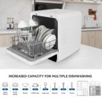 Portable Countertop Dishwasher, Mini Dishwasher, 4.8L Built-in Water Tank, 7 Programmes, 37 * 51cm Ultra-Narrow & Deep Design, Touch Control & 360° Dual Spray, Hose/No-Hose… - Image 5