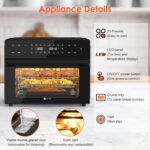 30L Air Fryer Oven XXL with Rotisserie, Mini Oven with 20 Programs, 9 Accessories, 360°Hot Air Circulation Technology, LED Touchscreen, Double-layered Glass Door, Recipe Book - Image 2