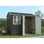 BIRCHTREE Garden Shed Steel Apex Roof House Outdoor Backyard Storage With Lockable Double Doors Window Free Foundation Tool Equipment Organizer Air Vents 10x8FT Anthracite - Image 10