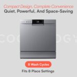 CTTD8SL-b Mini Counter Top Dishwasher in Silver – 8 Place Setting Capacity – Table Top – Compact Design – 7 Wash Cycles – ECO Friendly Mode - Image 2