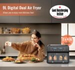 9L Dual Air Fryer with Digital Display, Healthy Oil Free 2500W Air Fryer with 8 Preset, LED One Touch Screen, Timer & Adjustable Temperature Control (9L(4.5L+4.5L) Dual… - Image 8