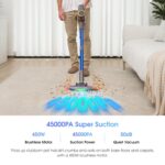 Cleaner,Stick Vacuum 45KPA/450W/60min,Wall-mounted Charging/V-shaped Anti-Tangle,with Self-standing Function and Removable Battery,Vacuum Cleaner for Pet… - Image 2