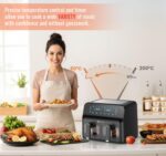 9L Dual Air Fryer with Digital Display, Healthy Oil Free 2500W Air Fryer with 8 Preset, LED One Touch Screen, Timer & Adjustable Temperature Control (9L(4.5L+4.5L) Dual… - Image 6