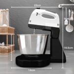 Stand Mixers, 7 Speeds With 3QT Stainless Steel Bowl, Stand and Hand Mixer with Dough Hook, Whisk, Mixing Beater for Baking, Cake, Cookie, Kneading (HP2) - Image 6