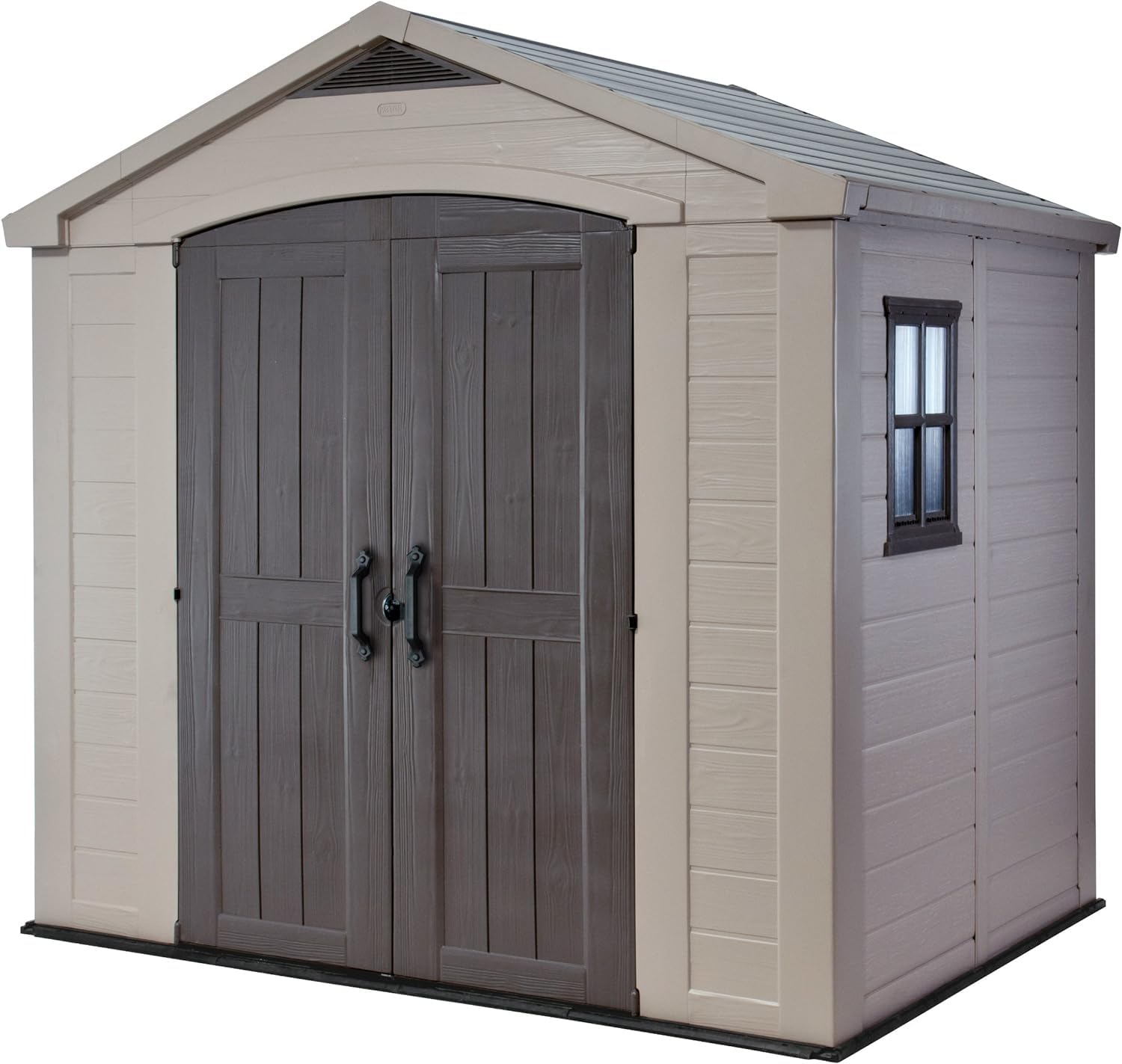 Version 1.0.0 Keter Factor 8 x 6 ft Outdoor Storage Shed, Beige/Brown - Image 1