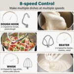 Vospeed Stand Mixer, 4.5L+5L Bowls 8-speed 1000W Tilt-Head Food Mixer for Baking, Kitchen Electric Mixer with Dough Hook, Whisk, Beater, Splash Guard (Bule) - Image 5