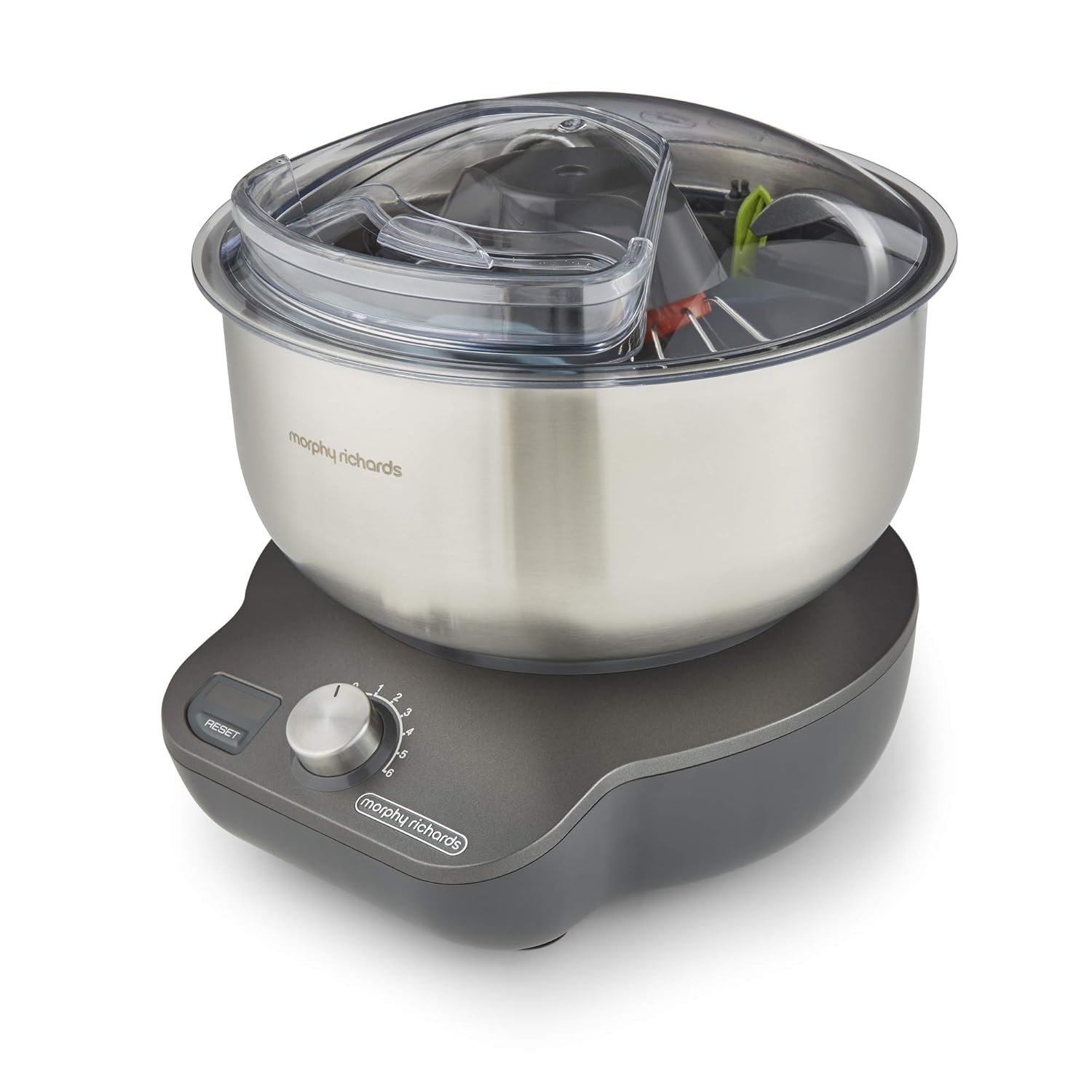 71SC2qsDhL._SL1500_.jpg Richards MixStar Compact Stand Mixer, Dual Rotating Beaters, Whisks & Dough Hooks, Built in Storage, Easy Clean, Dishwasher Safe, Open Top Design, Grey, 400520 - Image 1