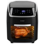 12L Digital Air Fryer Oven with Rotisserie 1800W Large Air Fryer with Touch Panel & 8 Cooking Presets, Shelves, Basket, Racks & Drip Tray Black & Silver Finish - Image 2