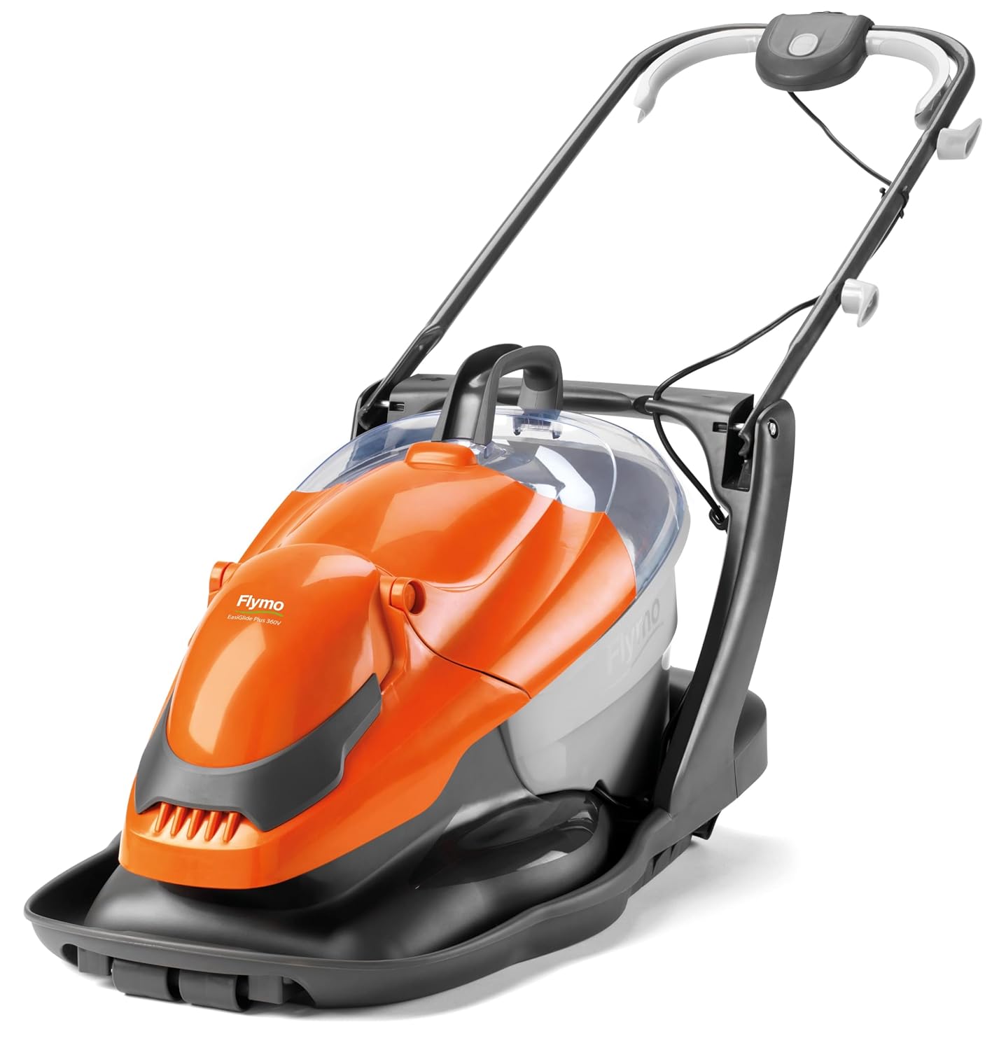 71ShdPHe8BL._SL1500_.jpg Plus 360V Hover Collect Lawn Mower – 1800W Motor, 36cm Cutting Width, 26 Litre Grass Box, Folds Flat, 10m Cable Length, Orange and Grey - Image 1