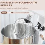 Stand Mixer, 5L Food Mixer for Baking, 6 Speeds and Pulse Setting, 1400W Cake Electric Kitchen Mixer with Dough Hook, Whisk, Stainless Steel Bowl, Splash Guard, Beater,… - Image 6